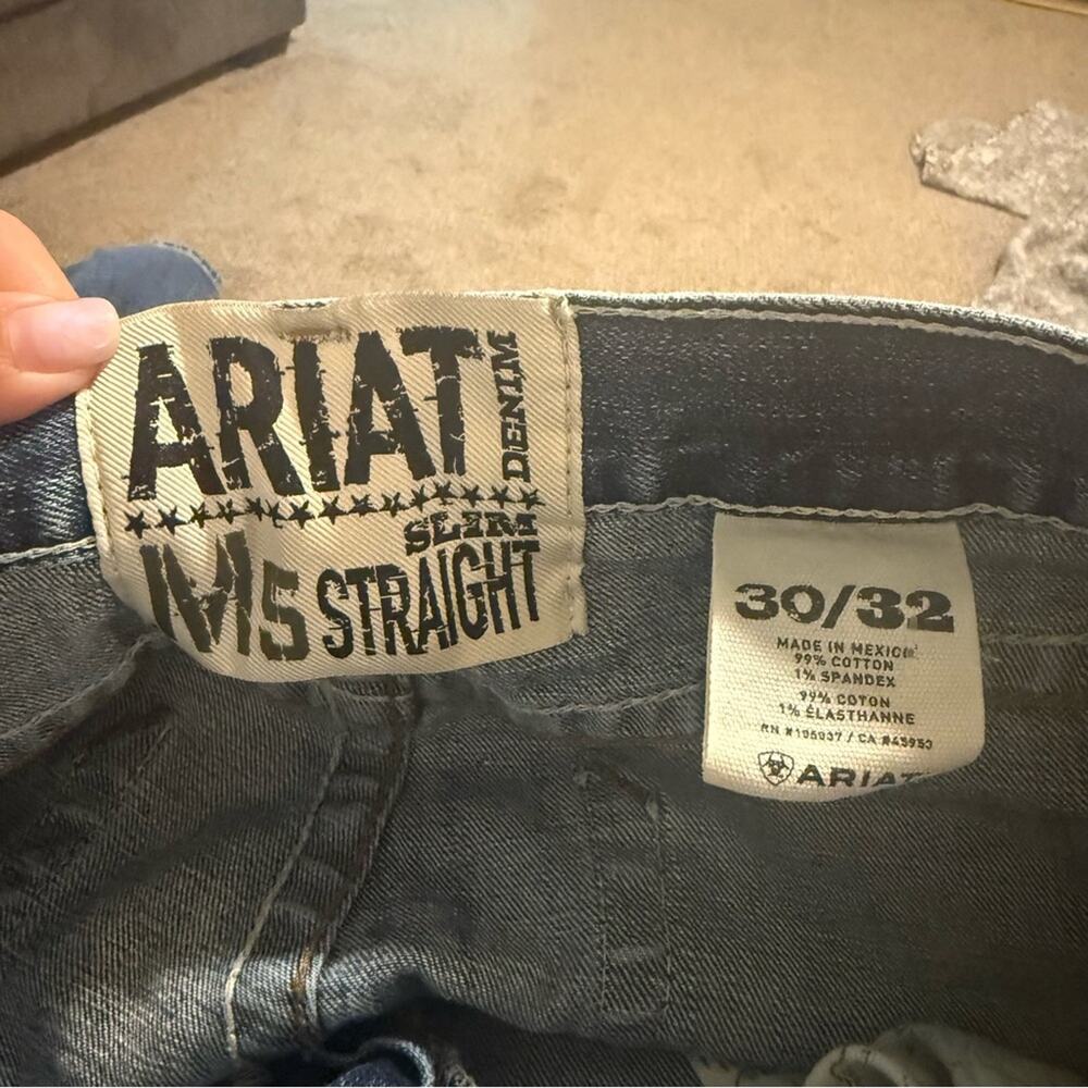ARIAT men’s slim straight white stitch western style jeans 30/32 - Picture 2 of 5